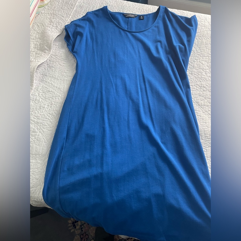 Lands' End Vibrant Blue Cap Sleeve Dress